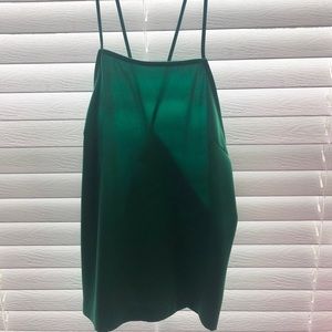 Forever 21 S Hunter Green Square Neck Strap Top